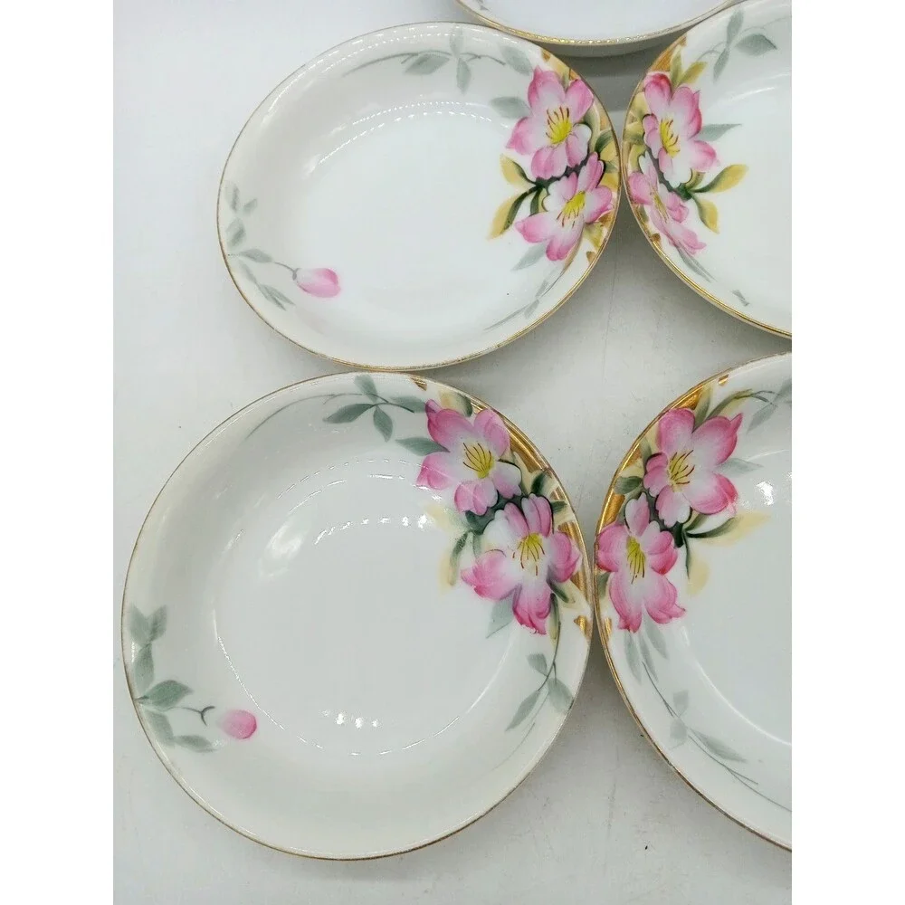 Vintage Noritake Set of 5 Hand Painted Azalea 5.25” Berry Fruit Dessert Bowls